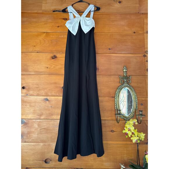 Lulus Luxurious Outlook Black and White Bow Mermaid Maxi Dress Wedding Size M - Picture 4 of 6